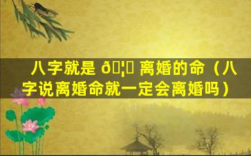 八字就是 🦊 离婚的命（八字说离婚命就一定会离婚吗）